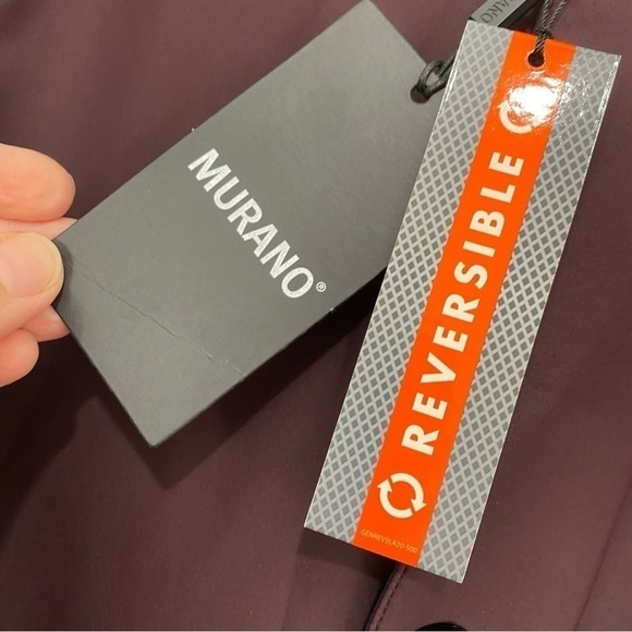 Murano Medium Blue Purple Solid Reversible Trench Coat Lightweight Jacket Button - Picture 7 of 14